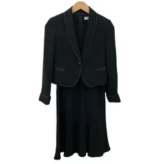 NINARICCI(ニナリッチ) ワンピーススーツ レディース - 黒 肩パッド/パイピング/ショールヵラー