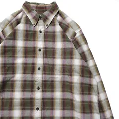 00's エディーバウアー オンブレーチェック コットン シャツ オリーブ×エンジ系 (L) シャドーチェック 00年代 旧タグ オールド 長袖　アメリカ古着 USED  ビンテージ ヴィンテージ
