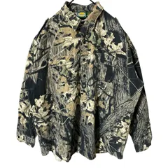 2XL ベージュ カモフラ ミリタリー オーバーサイズ リアルツリー 総柄 2XL シャツ レディース ユニセックス メンズ 古着 長袖