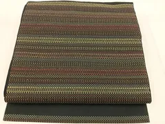 平和屋着物○八寸名古屋帯 横段文 黒地 正絹 逸品 BAAV9133mz - メルカリ