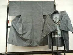 平和屋着物●男性　紬　アンサンブル　霞文　正絹　逸品　AABD0664fy