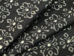 平和屋着物○上質な紬 吉祥花文 黒地 高島屋扱い 正絹 逸品 未使用