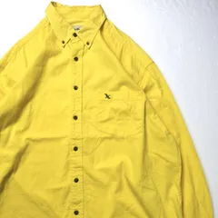 90's エディーバウアー ボタンダウン コットン ツイル シャツ (XL) 黄色 刺繍入り 90年代 旧タグ オールド　アメリカ古着 USED  ビンテージ ヴィンテージ