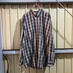 1005 VAN HEUSEN 長袖シャツ グリーン カーキ XL ヴァンヒューセン チェック柄 古着卸 アメリカ仕入