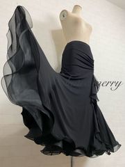 MERRY】新品 社交ダンス スカート 赤 レッスン パーティ シフォン