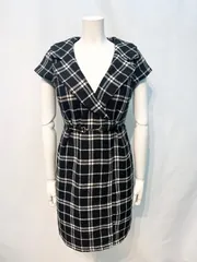 1872 JEWELS ジュエルズ　キャバクラ　ドレス　ツイード　チェック　ゴールド金具　タイト　キャバドレス　M