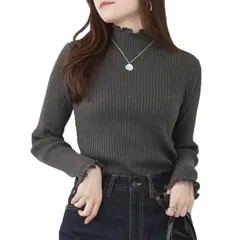 【新品】 [アットワン]ATN-0030 メロウ リブ ニット トップス セーター タートル ハイネック インナー 重ね着 綿 コットン ウォッシャブル 伸びる 大きいサイズ 黒 白 赤 緑 グレー m l ll 3l 4l 春 秋 冬 レディース LL  1