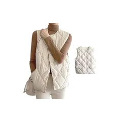 【新品】 [MERONOCALLALY] ダウンベスト レディース 中綿 ノースリーブ キルティング インナーダウン 前開き ライトダウン 軽量 暖かい 秋冬 1