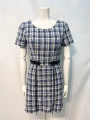 1873 JEWELS ジュエルズ　キャバクラ　ドレス　ツイード　ラメ　レザーベルト　タイト　ミニ　キャバドレス　S