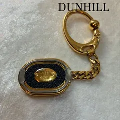 ダンヒル　DUNHILL　ブラックレザーゴールトーン　キーホルダー　キーリング