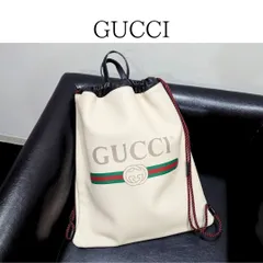 GUCCI グッチ ドローストリング バッグパック リュック ナップサック レザー ホワイト アイボリー 494053