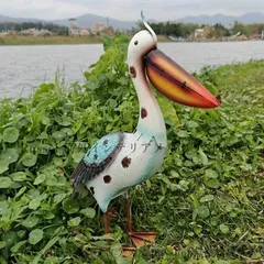 インテリア小物 【美品】トリ 鳥 ペリカン 木彫り 置物 インテリア