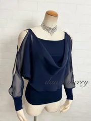 【MERRY】新品 社交ダンス トップス 紺 ネイビー ワルツ 長袖 パーティ 2977 ステージ