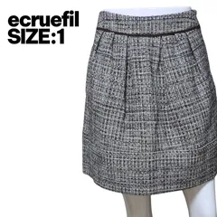 ecruefil エクリュフィル ツイード風 スカート 1 S相当 美品 ミックスカラー 上品 Aライン 裏地付き 秋冬 大人可愛い 体型カバー 通勤 きれいめ 古着 人気 希少