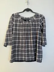 MICHEL KLEIN チェック 長袖 ブラウス
