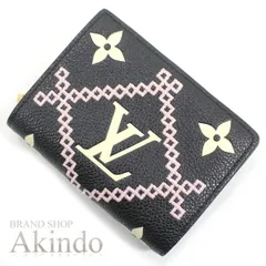 【新品同様】ルイヴィトン 二つ折り財布 ポルトフォイユ・クレア モノグラム･アンプラント ブロデリー 刺繍 レザー 黒 ブラック M81139 LOUIS VUITTON レディース コンパクトブランド ギフト プレゼント コインケース 小銭入れ 2つ折り