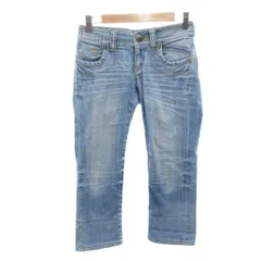 バーバリーブルーレーベル BURBERRY BLUE LABEL 美品 デニムパンツ ジーンズ W23 クロップド丈 ダメージ加工 インディゴブルー /IU