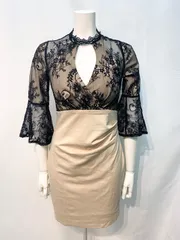 1878 DAZZY デイジー　キャバクラ　ドレス　レース　タイト　フリル　キャバドレス　S