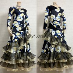 MERRY】新品 社交ダンス 豪華 スカート 黒 ティアード パーティ 1269