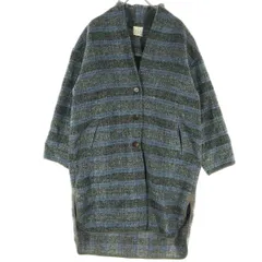 美品 SM2 サマンサモスモス チェック柄 長袖 ノーカラーコート F グレー レディース 古着