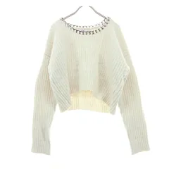 美品 ZARA ザラ 長袖 チェーン ニット S ホワイト レディース 古着