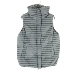 AIGLE エーグル ボーダー柄 長袖 ダウンベスト M グレー レディース 古着