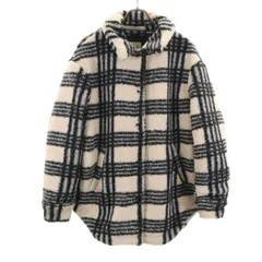 ZARA ザラ チェック柄 ボアジャケット S ホワイト系 レディース 古着