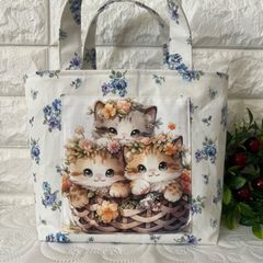 フランシュリッペ バッグ 猫柄 編みバッグ レア かごバッグ 