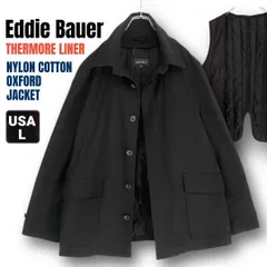 エディーバウアー★Thermoreライナー付★ナイロンxコットン/ストレッチオックスフォードジャケット★ブラック★Eddie Bauer★USAメンズL   #2511N082