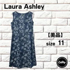 【美品】LAURA ASHLEY ローラアシュレイ ノースリーブワンピース 花柄 サイズ11