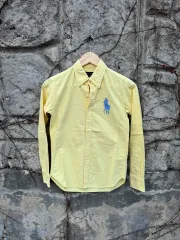 POLO RALPH LAUREN ヴィンテージ BIG ポニー 刺繍 ロゴ Oxford シャツ イエロー レディース