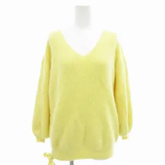 スピック&スパン Spick&Span リブニット セーター 長袖 Vネック プルオーバー アンゴラ混 黄 イエロー /GV