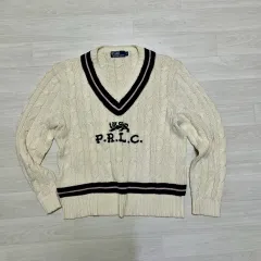 ポロ PRLC ケーブル Vネック ニット Lサイズ