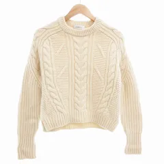 カルヴェン CARVEN ケーブルニット セーター クルーネック ローゲージ 長袖 XS アイボリー /AE