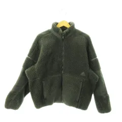 アディダス adidas ボアジャケット フリースジャケット スタンドカラー ジップアップ アウトステッチ ロゴ 刺繍 スリーストライプス S 緑 グリーン /MN21 ■GY44