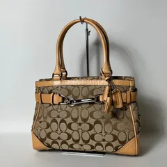 2510-502｜美品｜コーチ シグネチャー ハンドバッグ ライトブラウン