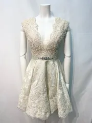 1881 ROBE de FLEURS ローブドフルール キャバクラ ドレス チュール 総レース フレア ビジュー ストーン ミニ タイト キャバドレス S