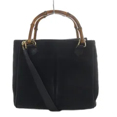 グッチ GUCCI バンブー ハンドバッグ ショルダーバッグ 2way 斜め掛け スエード ブラック 000 122 0316 /YO27 ■OH