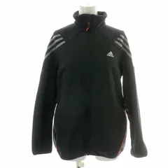 アディダス adidas フリースジャケット ブルゾン アウター インナー スタンドネック フルジップ 3ストライプ ロゴ 160 黒 ブラック オレンジ /MP
