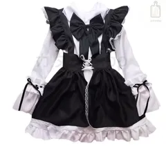 送料無料】メイド服 コスプレ 可愛い ロリータ 白黒 和風 長袖 ルリ服 おしゃれ 2025新作 