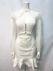 1883 JEWELS ジュエルズ　キャバクラ　ドレス　総レース　ウエストカット　シースルー　ジップ　タイト　ミニ　キャバドレス　S