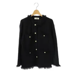 アルページュ Arpege ストーリー パールボタンツイード風ジャケット ニット カーディガン 2 ネイビー /SS ■OS ■SH