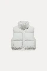 ZARA（ザラ） クロップド ダウン ベスト M (ラバーライズド ダウン クロップド ベスト)