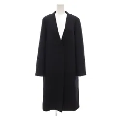 プラステ PLST ノーカラーコート ロング丈 M 紺 ネイビー /AE