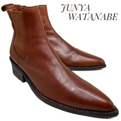 JUNYA WATANABE COMME DES GARCONS ジュンヤ ワタナベ コム デ ギャルソン ポインテッドトゥ レザーサイドゴアブーツ 茶 ブラウン 約24cm　革靴 ブーツ ドレス カジュアル 本革 本皮 レディース