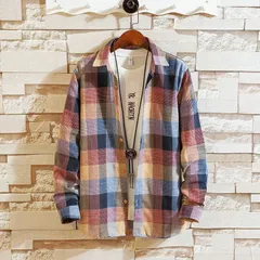 長袖シャツ チェックシャツ ネルシャツ メンズ カジュアル トップス 秋 配色