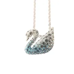 スワロフスキー SWAROVSKI 5512094 ICONIC SWAN ブルー スワン ネックレス シルバー系 ライトブルー系【中古】