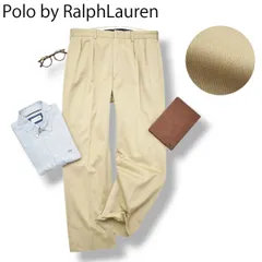 【ポロチノ】 90sヴィンテージ Polo ラルフローレン ワイド テーパード チノパン W34 ベージュ メンズ 男性用 スラックス トラウザー トラッド 定番 シンプル 