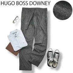 【洒落感】ヒューゴボス HUGO BOSS DOWNEY ダウニー ワイド ストレート スラックスパンツ トラウザー ストライプ柄 グレー メンズ トラッド アメカジ ストリート