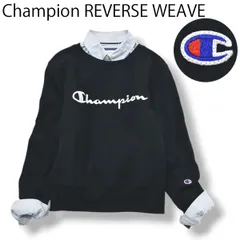 【美品】 チャンピオン Champion リバースウィーブ REVERSE WEAVE スウェット トレーナー クルーネック 裏起毛 ロゴ 刺繍 S ブラック アメリカン カジュアル ストリート メンズ